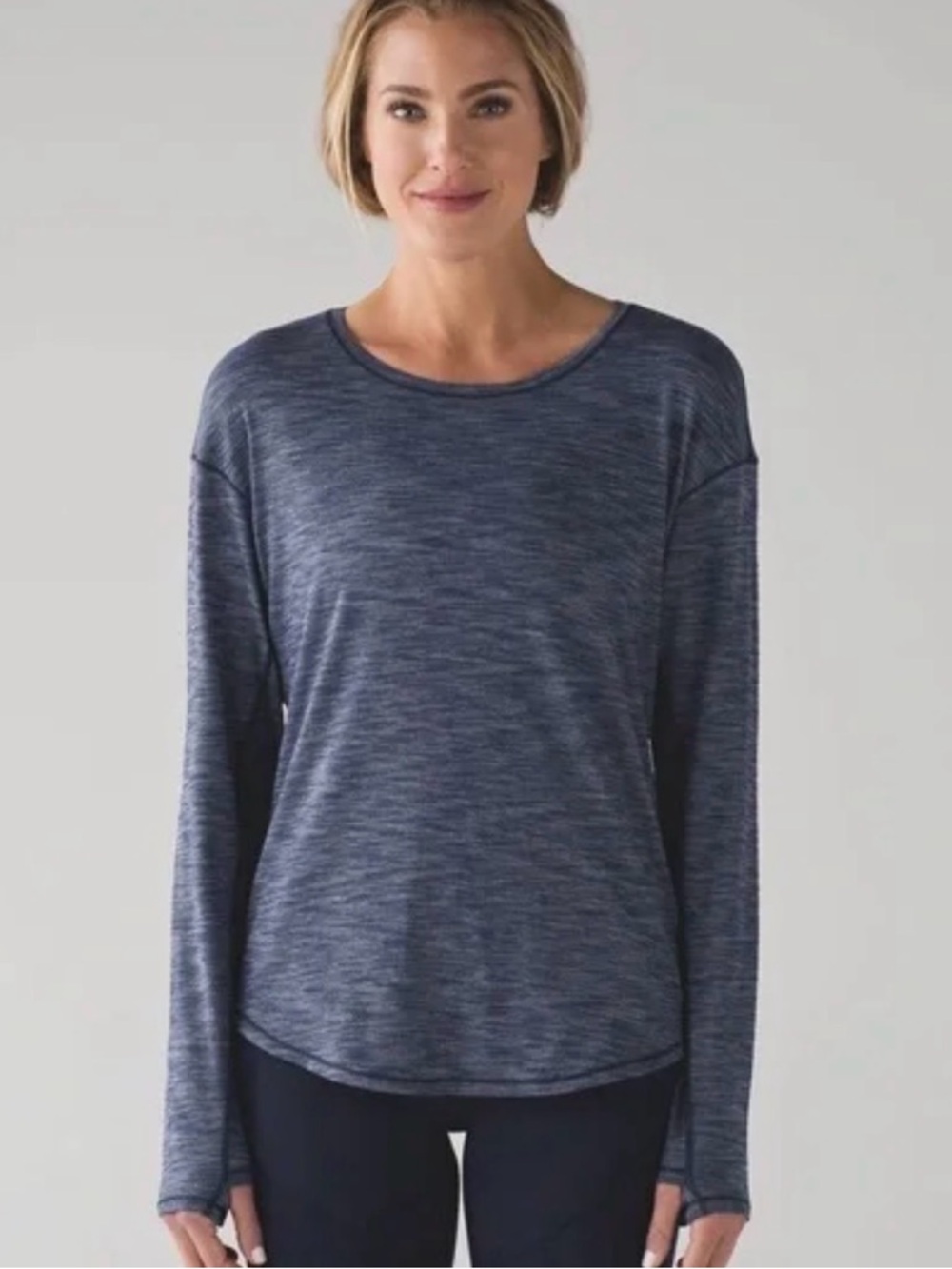 Lululemon Lost In Pace Long Sleeve in Heathered Deep Navy